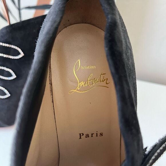Christian Louboutin Heels Triplica Strass 100 Suede‎ Booties Black Size EU 40 - Picture 11 of 11